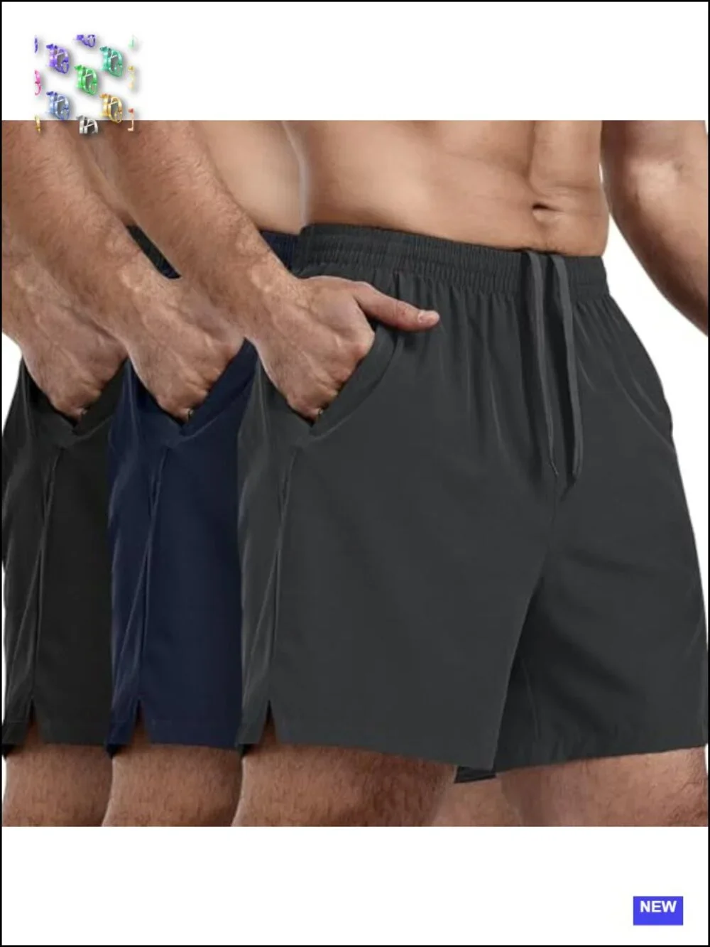 3 Pack Men's Athletic Running Shorts 5 Inch Quick Dry with Zip Pockets